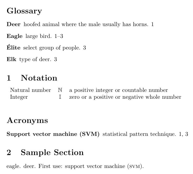 Image of sample glossaries