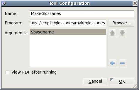 Configuring Make Glossaries Tool